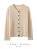 Cardigan de Seda Cachemira de Venta Caliente Estilo Old Money con Costura Externa Diseño Perezoso de Alta Clase con Puntada Externa Versátil para Primavera Otoño Ropa de Abrigo de Temperamento