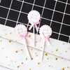 Decoración de pastel de cumpleaños en blanco se puede escribir tarjeta tarjeta moño rosa encaje bandera de decoración de pastel enchufe