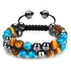 Pulsera de Ojo de Tigre Ojo de Gato Doble Fila Pulsera de Obsidiana con Venas Rojas Turquesa Pulsera de Fantasma Verde Pulsera de Piedra Natural