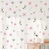 Br7030C Flores Pequeñas Rosa Claro y Azul Claro Ramas y Hojas Pegatinas de Pared para Habitación de Niña Pegatinas Decorativas de Pared Estilo Pastoral Romántico