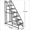 Escalera de Mano Industrial, Escalera Móvil Engrosada con Ruedas, Peldaños de Escalera para Hogar, Almacén, Taller Exterior, Plataforma de Tres Peldaños
