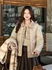 Chaqueta de plumón de algodón Falsa de Dos Piezas para Mujer, Nuevo Estilo Coreano de Invierno, Elegante Empalme de Camisa, Abrigo Corto Cálido Casual a la Moda, Elegante