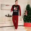 Conjunto de pijama a cuadros con tema de renos navideños europeo y americano transfronterizo, manga larga y pantalón largo, conjunto de dos piezas para estar en casa