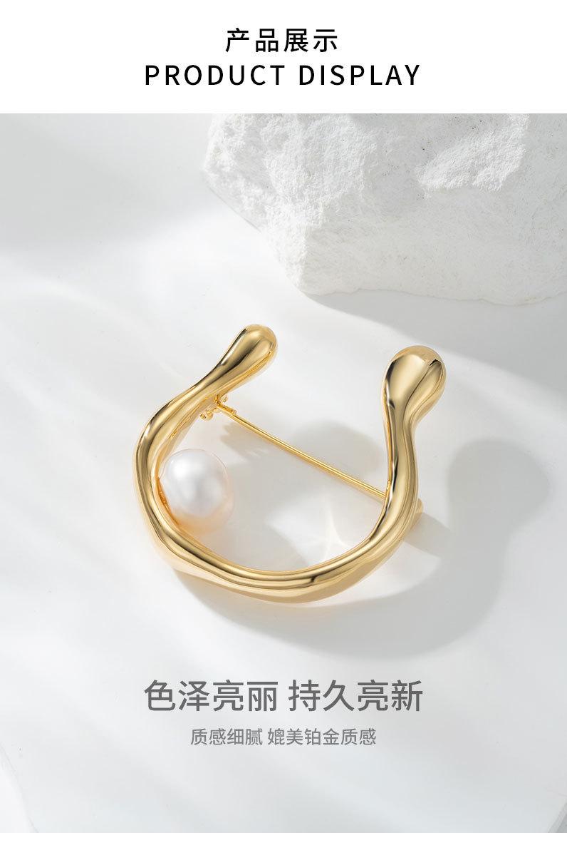 时尚轻奢风几何形胸针小众高级感淡水珍珠胸花新品个性