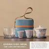 Conjunto de Chá de Viagem com Um Bule e Três Xícaras, Copo Rápido Portátil, Bule de Chá para Acampamento ao Ar Livre, Bolsa de Armazenamento para Xícaras de Chá, Conjunto de Chá