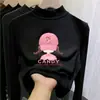 Camiseta térmica de forro polar para niña con cuello alto medio, ropa infantil de dibujos animados para primavera/otoño/invierno, top interior cálido para niños, moderno