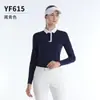 Pgm Golf Feminino Outono e Inverno Camiseta de Manga Longa Roupa Logo Fantasma Tecido Esportivo Roupas Gola Esportiva