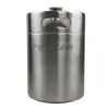 Acero inoxidable 304, acabado cepillado, barril de cerveza fresca, recipiente de cerveza metálico, 2L, con tapa roscada, recipiente de almacenamiento, hecho a medida