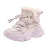 Botas de neve de inverno para meninas, novo estilo 2026, sapatos de algodão com forro de fleece para meninas, tamanho grande, antiderrapantes, quentes, tênis esportivos infantis
