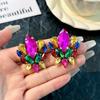 Pendientes Gutt spring nuevos de garra con incrustaciones de vitral y pedrería, moda europea y americana, pendientes transfronterizos de forma especial al por mayor para mujer