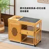 Mesa de Té Giratoria Móvil Balcón Hogar Máquina de Bar de Té Integrada Preparación de Té Mesa de Café Multifuncional Juego Completo Mesa de Té Gabinete de Agua para Té