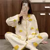 Pijama de primavera y otoño 2023 para mujer, pantalón de manga larga, cárdigan lindo, traje de casa para mujer
