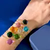 Pulsera Lipai de Cristal de Colores Estilo Geométrico Nuevo Escama Brillante Forma de Arco Piedra Artificial Cristal Cubo de Azúcar Doble Cara