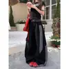 Outono Novo Retro Americano Lavado Desconstruído Patchwork de Três Listras Jeans Cimitarra Calças de Pernas Largas Unissex Tendência