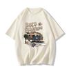 Camiseta de Manga Corta con Estampado de Dibujos Animados Retro Estilo Americano para Mujer Verano Marca de Moda Holgada Estilo bf Edición Grande Algodón Puro Top de Media Manga