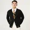 Nuevo cárdigan de punto de otoño para hombre, color liso, casual, retro, moderno, ajustado, suéter fino para hombre, abrigo delgado