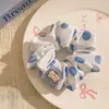 Elástico de Cabelo Scrunchie Verão Fresco Azul e Branco de Bolinhas Doce Menina Rabo de Cavalo Laço de Cabelo Renda Corda de Cabelo Acessório de Cabelo Elástico