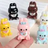 Figuritas de Conejo con Lazo de Dibujos Animados de Resina, Accesorios para Manualidades, Decoración de Escritorio para Paisajes en Miniatura, Adornos Pequeños