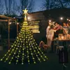 Luz de Cascada Estrella de Navidad Transfronteriza Cable de Cuero USB Luz de Agua Luz Colgante para Árbol Decoración Festiva para Patio Exterior Linterna