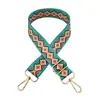 Nuevo bolso de hombro ancho con correa de transferencia térmica de color con flores, accesorio decorativo, bandolera de hombro estilo retro, correa larga cruzada