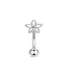 Piercing de Umbigo de Aço Inoxidável Transfronteiriço em Formato de T com Flor Borboleta Incrustada de Zircônia Moda Tendência Joias para Piercing Atacado
