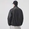 Chaqueta de Cuero PU Negra Estilo Regular Primavera y Otoño para Hombre, Chaqueta de Cuero Biker Retro Americana Fresca, Negra de Moda