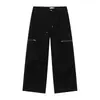 Ropa Mtl para Hombre Ropa Americana High Street Plisado Empalme Cremallera Cordón Algodón Puro Ropa de Trabajo Pantalones Casuales Versátil