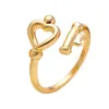 Joyería Transfronteriza Europea y Americana Anillo Abierto de Corazón de Amor Personalizado Moda Simple Accesorios de Mano de Lujo Ligero para Mujeres Venta al por Mayor de Vacaciones