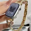 Adecuado para Apple Watch Correa de Acero Inoxidable con Patrón de Espiga y Diamantes Correa de Acero con Flash de Diamantes de Aleación