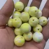 Cuentas Redondas de Mabei de Doble Color Colorido con Recubrimiento UV de 16 mm, Agujero Recto, Accesorios de Cuentas para Cadena de Teléfono Móvil, Joyería Hecha a Mano para Bricolaje