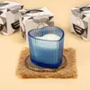 Vela Perfumada de Vidrio, Taza Rayada, Luz y Sombra, Cena Romántica a la Luz de las Velas, Vidrio con Forma de Corazón, Vela para Arreglo Festivo