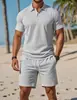Nuevo Conjunto de Verano para Hombre 2025 Casual Deportivo Versátil Ajustado de Manga Corta Moda Camisa Polo y Shorts Transfronterizo