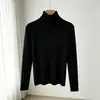 Novo Suéter de Malha Gola Alta Cor Sólida Feminino de Outono, Camisa Básica Slim Fit, Top Interno de Manga Longa, Direto da Fábrica