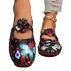 Nuevos Zapatos de Mujer de Cuero Extranjero de Talla Grande Cosidos de Suela Blanda de Caña Baja 2025 Nuevos Tenis Slip-On de Estilo Étnico Bordados de Suela Gruesa