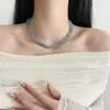 ¡Gigante blanco! Collar de Calcedonia Azul Frío Vintage con Cuentas para Mujer Nuevo Chino de Nicho Piedra Natural Cuentas Redondas Cadena para Clavícula Moderno