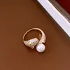 Anillo Abierto de Doble Capa con Piedra Ojo de Gato de Zirconia, Estilo Nicho, Sensación de Alta Gama, Anillo para Dedo Índice, Exquisito, Moderno, Accesorio de Mano Versátil para Mujer