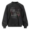 Moletom com Capuz Solto Gola Redonda Estampa Graffiti de Letras Estilo Trendy High Street Marca Vibe Casual Roupa Esportiva Primavera/Outono