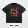 Camiseta Informal Holgada de Manga Corta con Estampado de Dibujos Animados y Anime, Algodón Lavado Transpirable Delgado de Verano, Transfronteriza, 230g