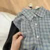 Camisa Chaqueta a Cuadros Retro Americana para Mujer Primavera y Otoño 2025 Nuevo Estilo Universitario Holgada Adelgazante Manga Larga Versátil