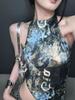 Camisola Sexy Estilo Americano para Chica Picante con Cuello Halter para Mujer Verano Top Ajustado con Exposición Irregular de Cintura Tendencia Ins