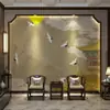 Arquitectura Estilo Chino Fondo de Pantalla Mural de la Ciudad Prohibida Grulla Voladora Nube Auspiciosa Papel Tapiz Decoración de Hotel Revestimiento de Pared Mural Textura de Seda
