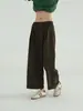 ¡Pantalones Acortados Lulu de Algodón Tushu! Pantalones anchos de dobladillo enrollado versátiles de estilo retro para mujer, 26 otoño de cintura alta adelgazantes casuales