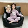 Nuevo conjunto de ropa interior infantil de comercio exterior, pijama de forro polar otoño/invierno para niñas, ropa de otoño para bebé, ropa de estar de manga larga