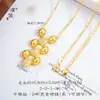 Puzuo Retenção Forte de Cor Ouro Brilhante 24K Diamante Incrustado Malha Oca com Contas Colar Brincos Luxo Leve Sensação de Alto Padrão Corrente para Clavícula Feminino