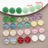 Cuentas de Vidrio Mixtas de 14 Colores de 10 mm con Diseños de Corazón de la Suerte y Trébol de Cuatro Hojas, Cuentas Espaciadoras Planas para Accesorios de Pulseras DIY