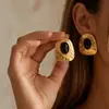 Pendientes de Metal Martillado con Piedras Preciosas de Resina Estilo Parisino Francés Transfronterizos Más Vendidos Retro, Pendientes Simples y Lujosos de Gama Alta