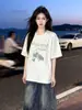 Camiseta Estampada Tie-dye de Manga Curta, Algodão 100%, Estilo Retrô, Personalidade, para Homens e Mulheres, Verão, Solta, Gola Redonda, Top para Casal, ins