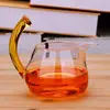 Asa deformada vidrio de borosilicato alto taza de ceremonia casera asa colorida transparente vidrio taza de ceremonia set de té kung fu