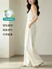 Calça de Seda Mulberry Wide-Leg Estilo Old Money com Caimento Elegante e de Alto Padrão, Nova 2026 Calça Casual Feminina de Cintura Alta, Comprimento até o Chão, Perna Reta, Versão Fina de Verão
