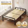 Cama dobrável para adultos uso doméstico 1,5 metro cama pequena cama de solteiro casal para casa de aluguel cama de madeira maciça cama de placa rígida estrutura de cama de quarto